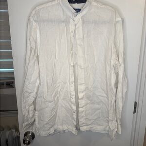 Women’s De Lesseps 100% Linen White Button-Up Shirt
